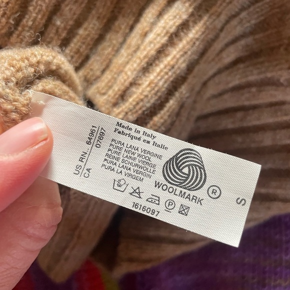 United Colors of Benetton Alpaca Tan Short Sleeve Mockneck Sweater - Picture 10 of 10